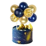 Konfetti Ballonger kaketopper - Svart og gull paljetter