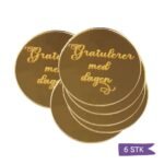 Akryl Mirror gold cupcake topper - Gratulerer med dagen - 6 stk