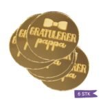 Akryl Mirror gold cupcake topper - Gratulerer pappa - 6 stk