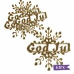 Akryl Mirror gold cupcake topper - God Jul snøfnugg - 6 stk
