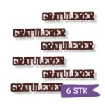 Akryl cupcake topper - Gratulerer - svart - 6 stk