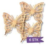 Akryl Mirror gold cupcake topper - Sommerfugl - 6 stk