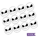 Spiselig wafer cupcake topper - Skeleton - 12 stk