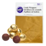 Wilton gullfarget godteripapir - 10x10cm - 50stk