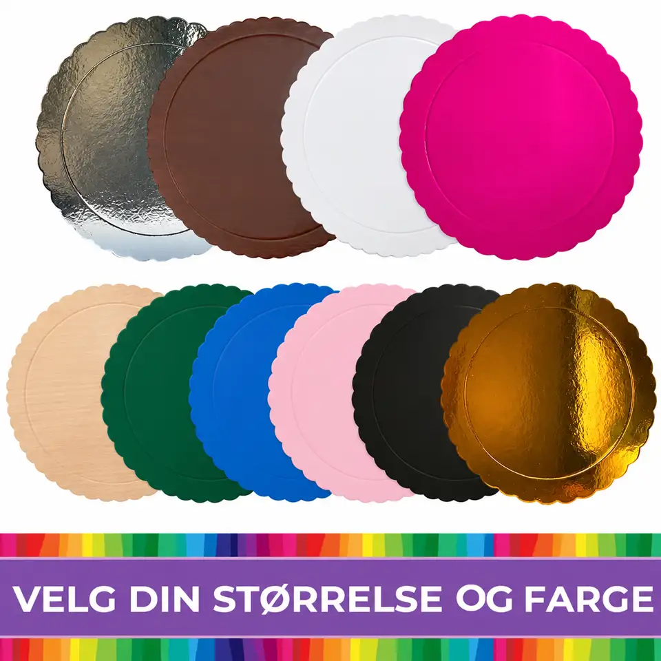 velg-din-størrelse-farge.kakebrett-bolgekant Ekstra solid rund kakebrett med bølgekant - Bilde 1