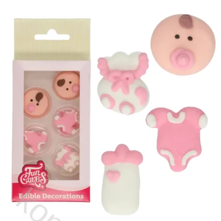Spiselig kakedekor baby rosa - pk/12