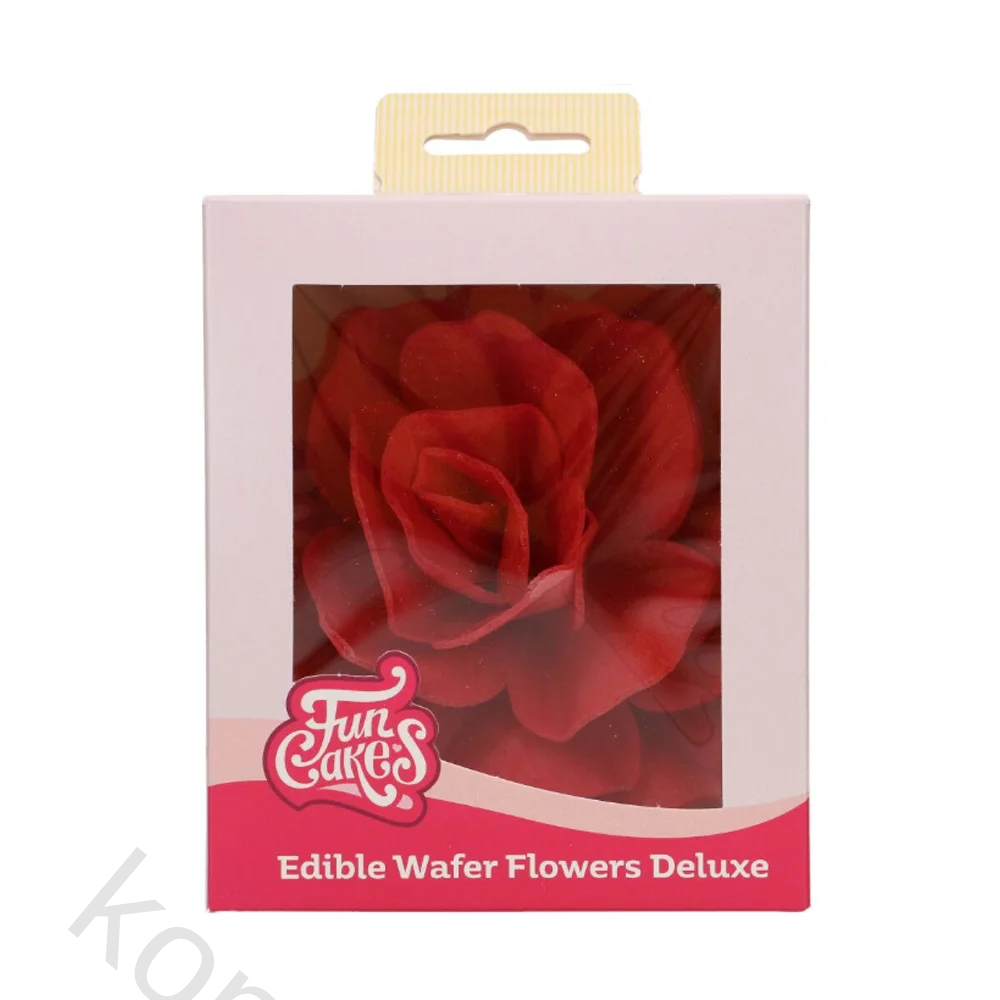 F53845_FunCakes_Rose_Pastella_Red_Large_-1-1000x1000 FunCakes Spiselig blomst i wafer - Pastella Rosa - rød - 1 stk - Bilde 1