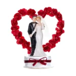 PartyDeco Brudepar Figur - Brudepar med blomster hjerte - 13 cm