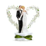 PartyDeco Brudepar Figur - Brudepar med blomster hjerte - 13 cm