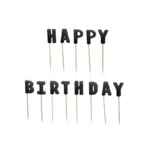 PartyDeco Kakelys Happy Birthday - svart