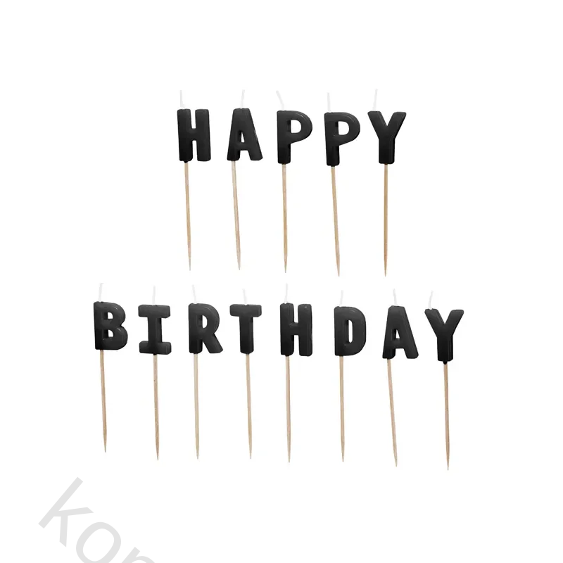 SCS-13-010 PartyDeco Kakelys Happy Birthday - svart - Bilde 1