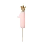 PartyDeco Kakelys 1 med krone - rosa