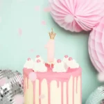 PartyDeco Kakelys 1 med krone - rosa - Bilde 2