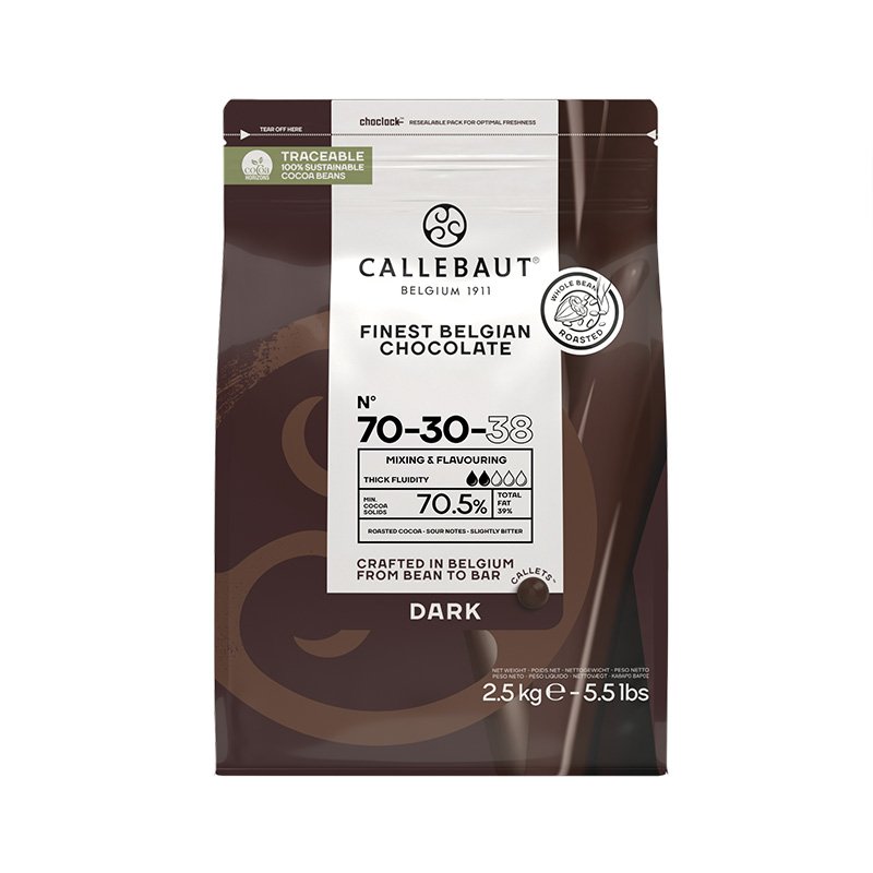 7120_Kuverture-dunkel-70-30-38-LF-1.jpg Callebaut Ekstra mørk sjokolade 70,5% - 2,5 kg - Bilde 1