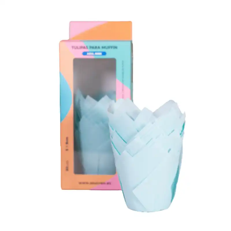 AZ01691 Azucren Tulipan Muffinsformer Lyseblå – 50 stk - Bilde 1