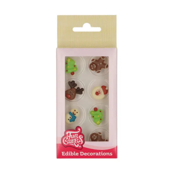 F50640_FunCakes_Edible_Decortions_Christmas-600x600-1.webp FunCakes Sjokoladedekorasjoner Fargerik Jul - pk/8 - Bilde 1