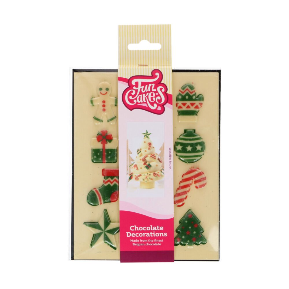F50670_FunCakes_Chocolate_Decorations_Xmas_Figurines-1000x1000-1.jpg FunCakes Sjokoladedekorasjoner Julefigurer - pk/12 - Bilde 1
