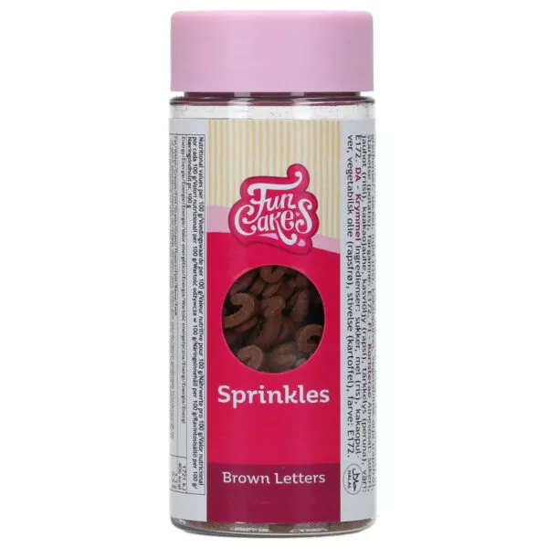F54975_FunCakes_Sprinkles_Brown_Letters_1-600x600-1.webp FunCakes Kakestrø Brown Letters - 70g - Bilde 1