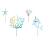 PartyDeco Kaketoppere Narhval – 4 stk